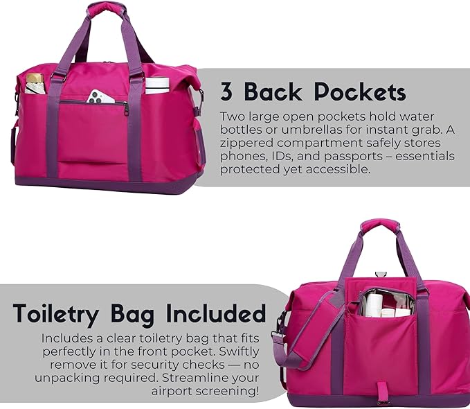 SUNNY BIRD Duffel with Utility Pouch, 40L Weekender Overnight Bag with Shoe - Image 8