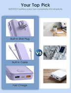 Portable Charger with Built in Cable and AC Wall Plug, USB C Power Bank - Image 3