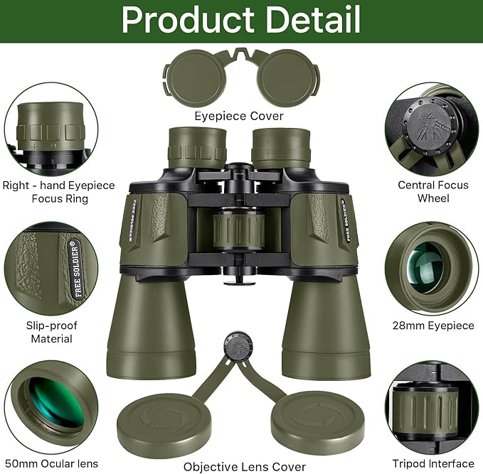 20x50 Hunting Binoculars for Adults High Powered - 28mm Large Eyepiece - Image 9