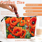 Cosmetic Bags Travel Makeup Toilet Case Waterproof Pouch for Women Girls 6.7X9.45inches - Vibrant Orange Poppies With Greenery