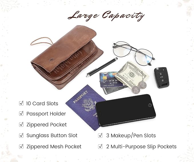 Genuine Leather Nomad Organizer Travel Wallet | Women's Wallet Clutch Passport - Image 3