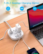 PD 20W USB C 3 Outlet 4 USB Ports Flat Plug Power Strip No Surge Protector - Image 4