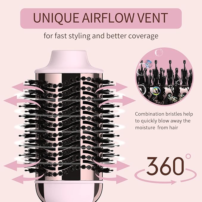Hair Dryer Brush Blow Dryer Brush in One, Upgraded 4 in 1 Hair Dryer and Styler Volumizer with Negative Ion Anti-frizz Ceramic Titanium Barrel Hot Air Hair Straightener Brush