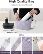 Insulated Lunch Bag for Women, Quilted Reusable Lunch Box - Image 5