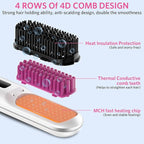 Cordless Hair Straightener Brush, Portable Mini Hair Straightening Brush for Travel, Rechargeable 9600 mAh USB-C, Lightweight Anti-Scald Heated Styling Tools & Appliances