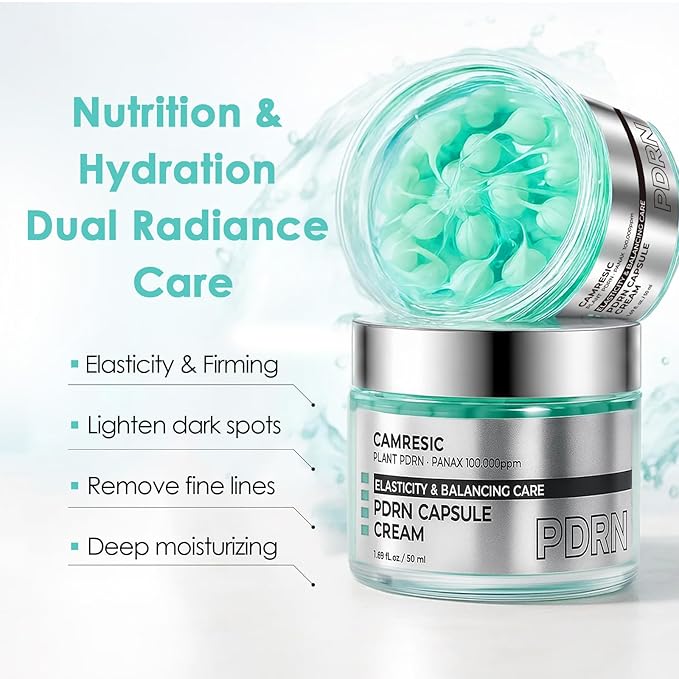 PDRN Capsule Cream Face Moisturizer with 100,000 ppm PDRN & Collagen, Lightweight Gel Hydrator for Skin Repair, Elasticity & Long-Lasting Moisture, 1.69 oz