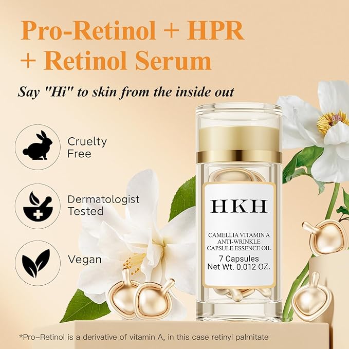 Triple Retinol Serum for Face - Anti-Aging Wrinkle Night Retinol +HPR Capsules, Peptide Serum for Women, Reduce Fine Lines, Tighten Sagging Skin Vitamin A