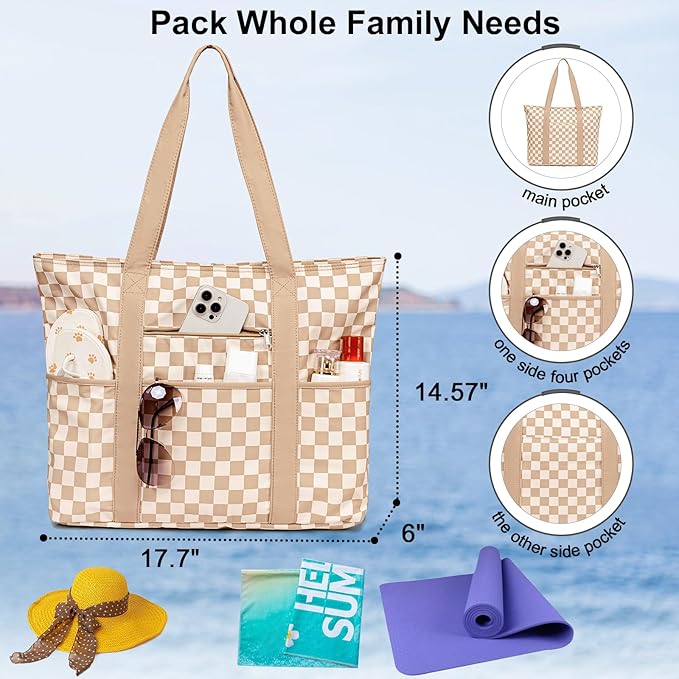 LEDAOU Beach Bags for Women, Beach Bags Waterproof Sandproof, Packable Beach - Image 2