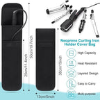 Shappy 2 Pcs Heat Resistant Hair Tools Bag Curling Iron Travel Case Cover Neoprene Flat Iron Holder Travel Case and Silicone Mat Pouch for Hot Hair Tools Storage Organizer(Classic Style)