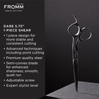 Fromm Dare 5.75" 1-Piece Precision Slide and Point Hair Cutting Shears with Semi-Convex Blade for Expert Salon Stylists, Matte Black Japanese Steel Scissors