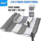 Sfee 2 in 1 Microfiber Beach Towel, Quick Dry Towel Camping Towel Travel Towel - Image 6