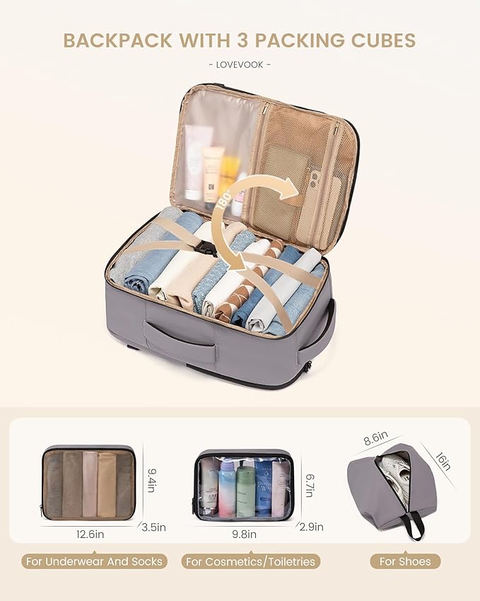 LOVEVOOK Travel Backpack for Women & Men, 40L Large Carry On Backpack Airline - Image 4