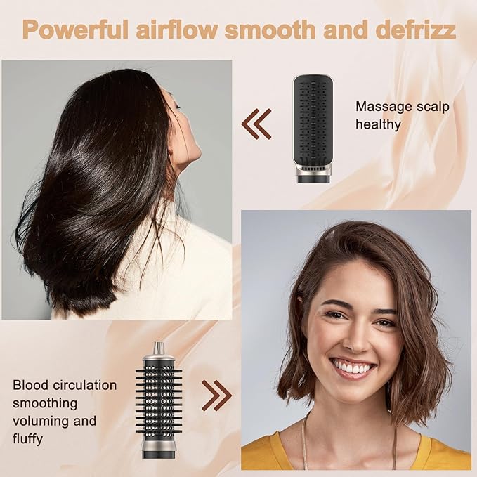 Air Styler Hair Dryer Brush - 6 in 1 Hair Styler Ionic Auto Wrap Hot Air Curler Blow Dryer, 38m/s High Speed Blowout Airflow Blow Dryer Multi Styler Fast Drying Styling for Curling/Straighting