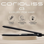 Corioliss C3 Hair Straightener Flat Iron Professional for Hair Titanium Plates Control Temperature Women (Black Chrome Soft Touch)