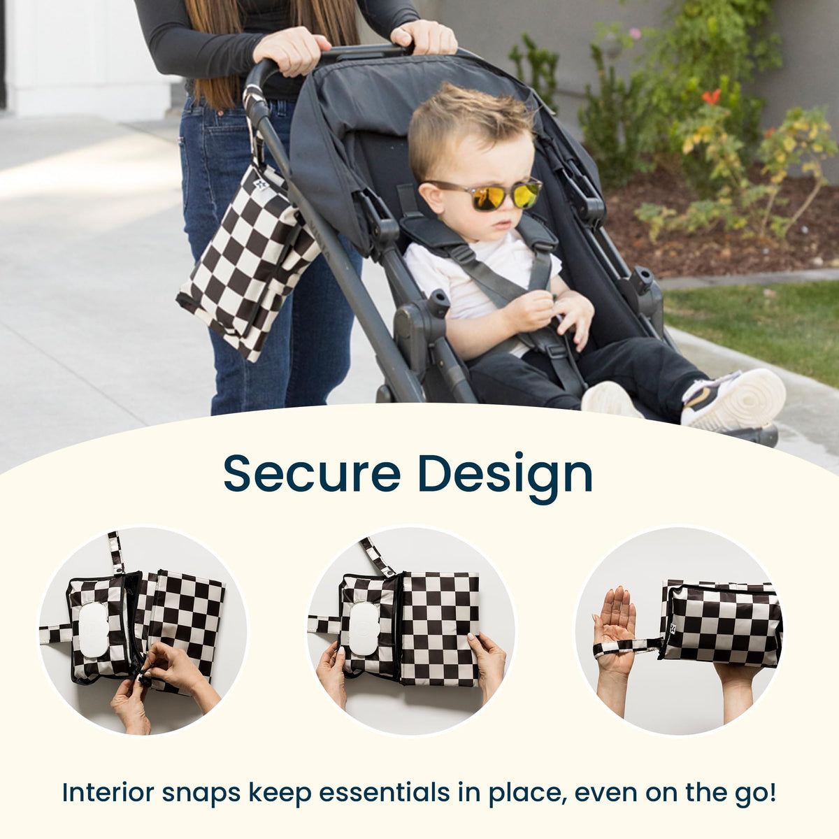 Portable Diaper Changing Pad (Beige Checkers)
