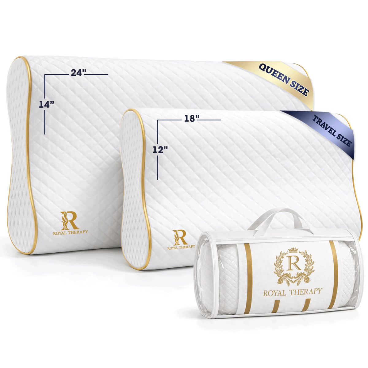 Travel Memory Foam Cervical Pillow (Travel 18 x 12 x 5")