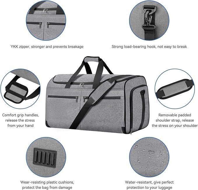 Carry on Garment Bag for Travel, Bukere Convertible Travel Duffel Suit - Image 5