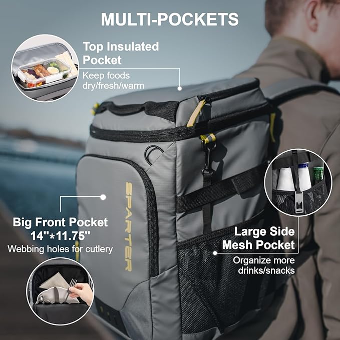 SPARTER Backpack Cooler Insulated Leak Proof 33/49 Cans, 2 Insulated - Image 4