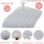 Heysam Silicone Pad Heat Resistant Mat for Curling Irons, Flat Iron Hair Straightener Mat, Portable Travel Mat Pouch for Vanity Salon, 9"x6.5" Heat Tools Sleeve Pad and Flat Iron Travel Case, Gray
