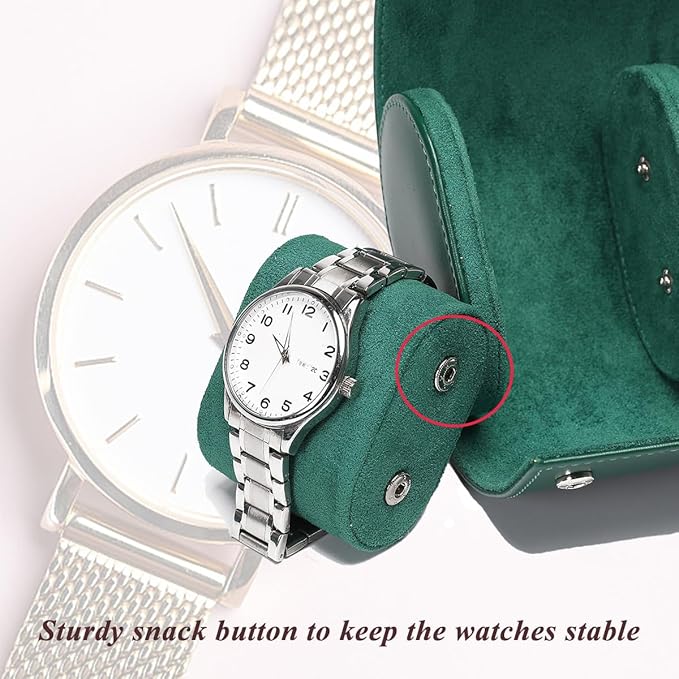 Watch Travel Case, Luxury Leather Watch Roll 2 Slot Organizer Box, Jewelry - Image 5