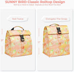 SUNNY BIRD Insulated Lunch Bag Rolltop Lunch Box Tote Bag - Image 5