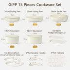 GiPP Ceramic Pots and Pans Set Non Stick, Nonstick Detachable Handle Cookware - Image 2