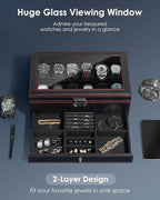 Watch Box Jewelry Organizer, 12-Slot 2-Layer Watch Case Storage - Image 3