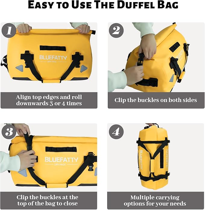 Large Waterproof Duffel Bag Roll-top Heavy Duty Dry Duffle Bags - Image 4