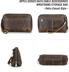 Electronic Organizer Zipper Bag Tech Pouch, Top Grain Leather Handmade - Image 7