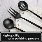 Matte Black Serving Silverware Set, 5-Piece Round Shared Utensils Set of - Image 4