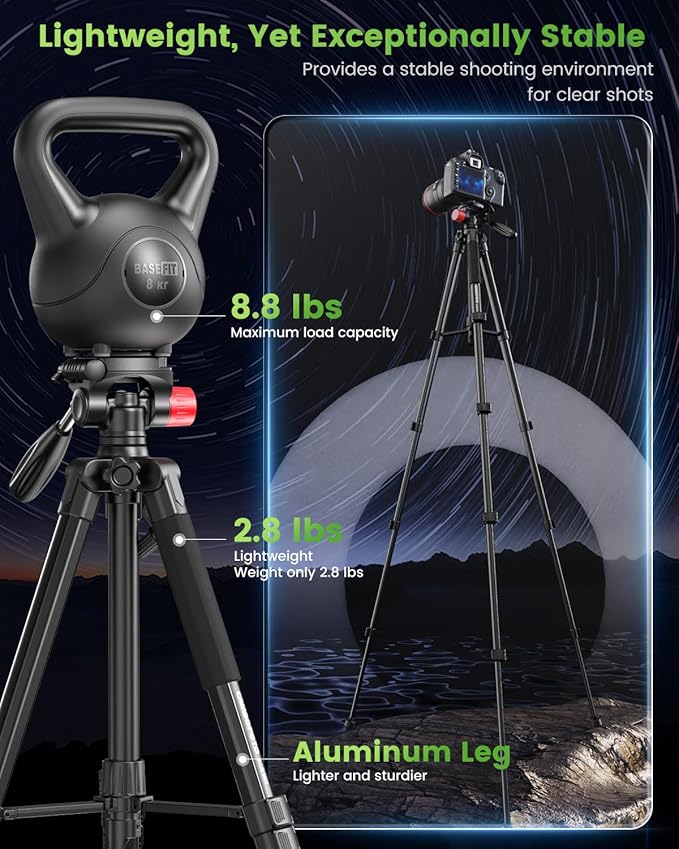 74"-Camera-Tripod, Porfessional Aluminum Heavy Duty Tripod Stand - Image 2