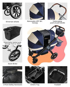 Tandem Wagon Stroller–All-Terrain 2-in-1 Push&Pull Design, Double Seat - Image 7