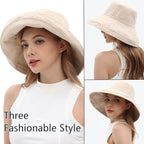 vidsel Womens Sun Hats Wide Brim Reversible Bucket Cotton Hat Packable Summer - Image 5