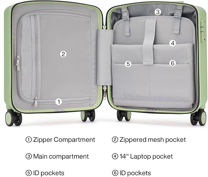 Hanke 16 Inch Underseat Carry On Luggage, Airline-Approved Hard Shell Small - Image 6