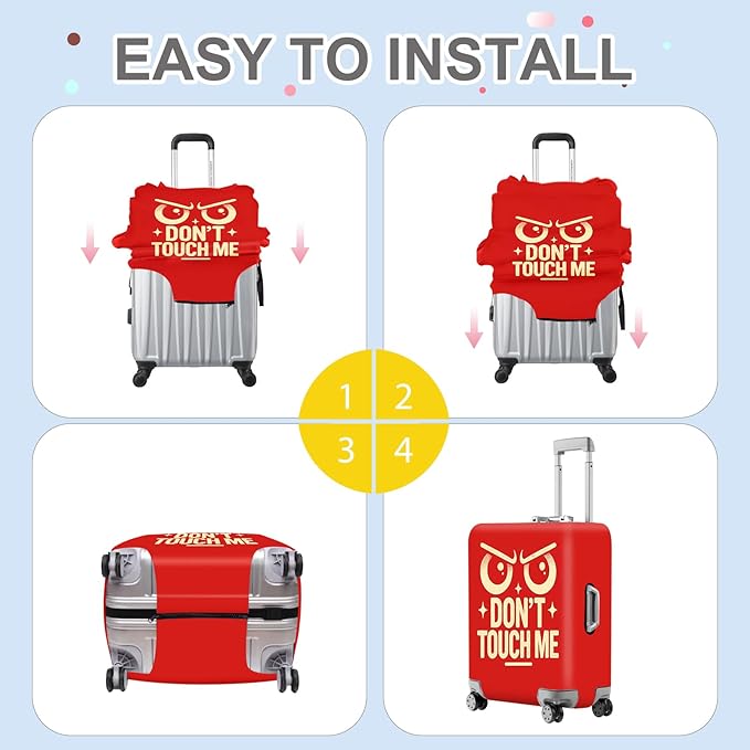 ANNA QUEEN Funny “Don’t Touch Me” Luggage Cover, Bold Red Suitcase Protector - Image 6