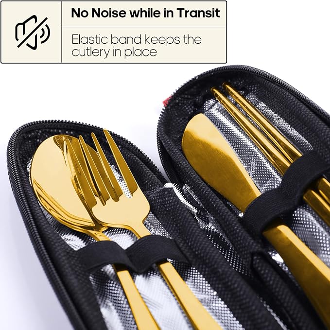 Travel Utensils with Case, Quatish Portable Silverware Set - Image 3