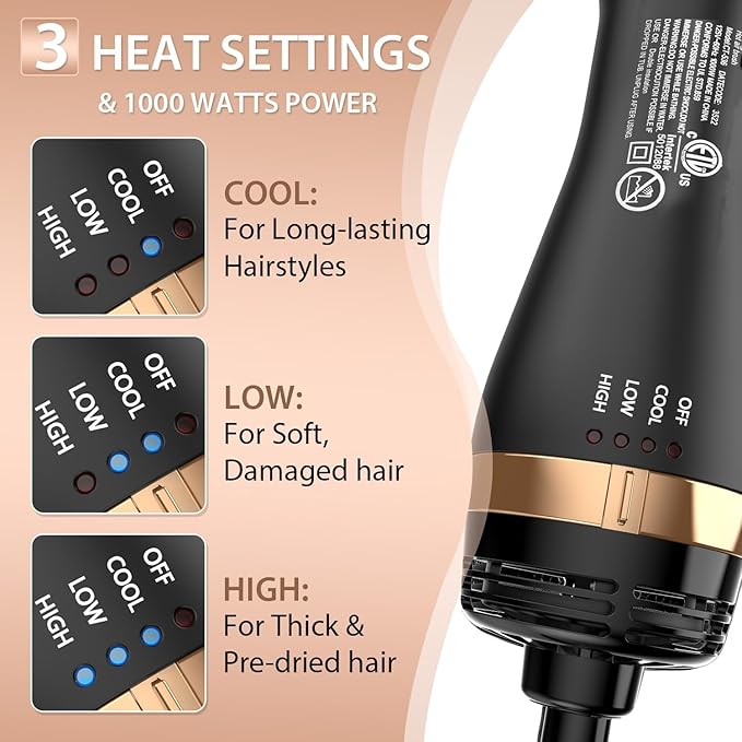 Hair Dryer Brush Blow Dryer Brush in One Hot Air Brush for Drying and Straightening, Volumizer Multi-Styler Smooth Curls for All Hair Types, Frizz-Free Blowout Brush for Salon Quality