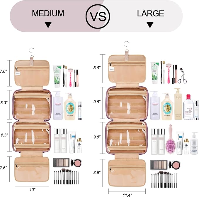 Travel Hanging Toiletry Bag for Women, Extra Large Makeup Bag, Holds Full-Size - Image 3