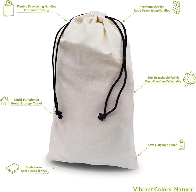ZENPAC Travel Shoe Bag, Washable Breathable Cotton Fabric - Image 4