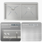 Lordear 36 Inch Undermount Kitchen Sink Double Bowl Stainless Steel Kitchen - Image 7