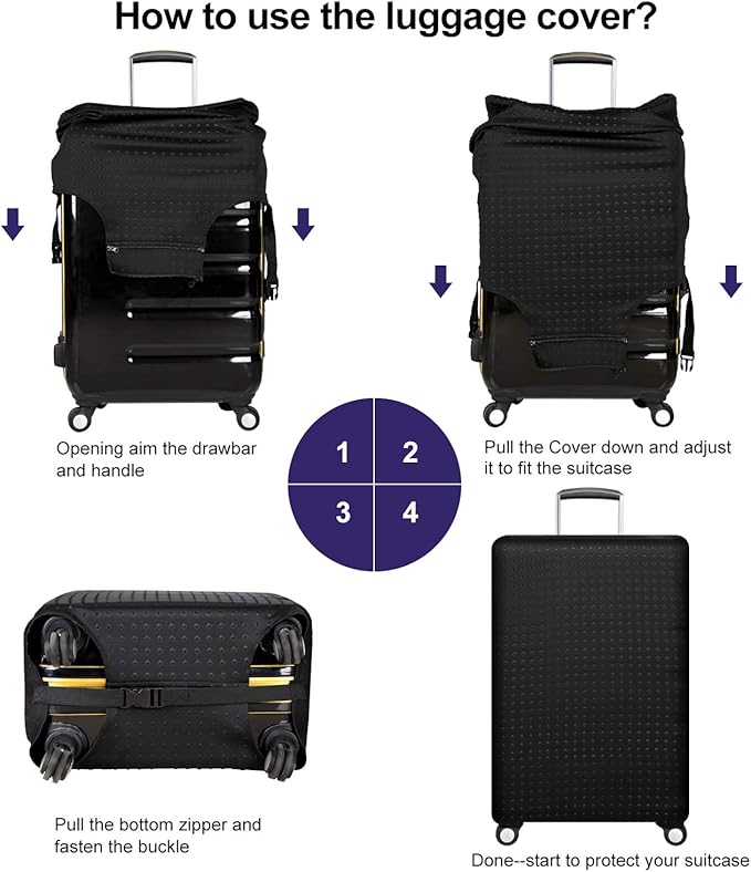 7-Mi Travel Luggage Protector Suitcase Cover 22"-24" Suitcase Dust Cover Size M - Image 3