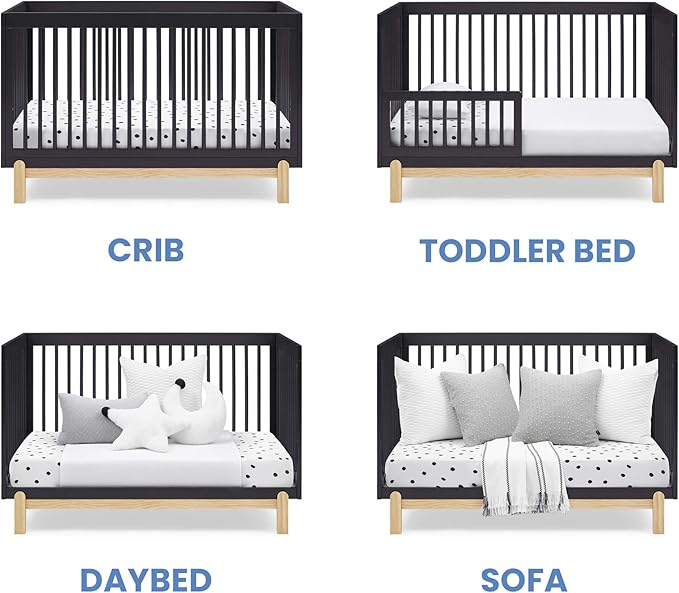 Delta Children Poppy 4-in-1 Convertible Crib, Midnight Grey/Natural - Image 5