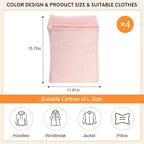 4-Piece Pink Medium Durable Organic Cotton Mesh Laundry Bags - Image 4