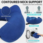 Inflatable Travel Neck Pillow for Airplane, Head Support Velvet Adult Neck - Image 4