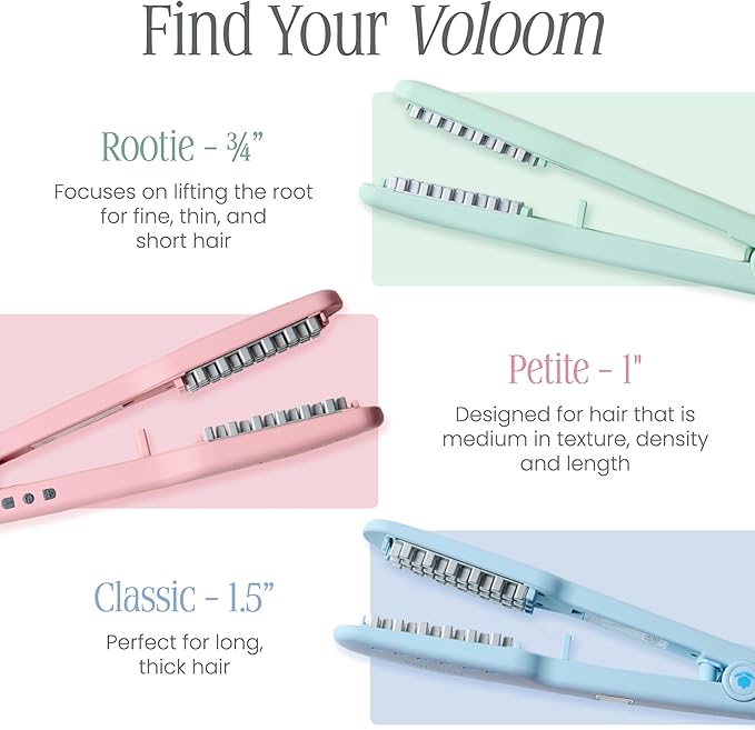 Voloom Rootie 3/4” Inch Professional Volumizing Ceramic Hair Iron | Lasting Hair Volume | for Short Or Thin Hair | Adjustable Temp | Auto Shut-Off