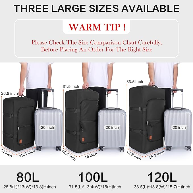80L Duffle Bag for Travel, Large Foldable Waterproof Travel Duffel Bags - Image 3