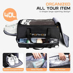 Rolling Duffle Bag with Wheels, Large Travel Duffel Bag with Shoe Compartment - Image 3