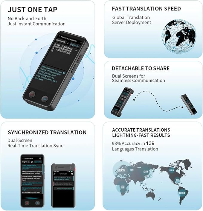 iTour D-pro Language Translator Device, Realtime Detachable Dual Screen AI - Image 7