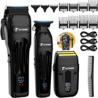 BESTBOMG® Hair Clippers for Men, Professional Hair Clippers, Beard Trimmer& Rechargeable Shaver Set, Metal T-Blade, LED Display, Barber Hair Cutting Kit for Men Grooming & Gifts, BS-808A (Black)
