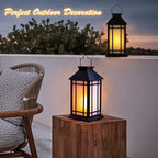 11" Solar Lantern Outdoor Garden Hanging Lanterns Waterproof LED Vintage - Image 2